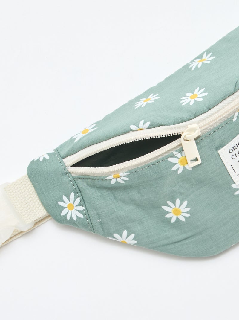 Riñonera con estampado integral floral de algodón Verde - Kiabi