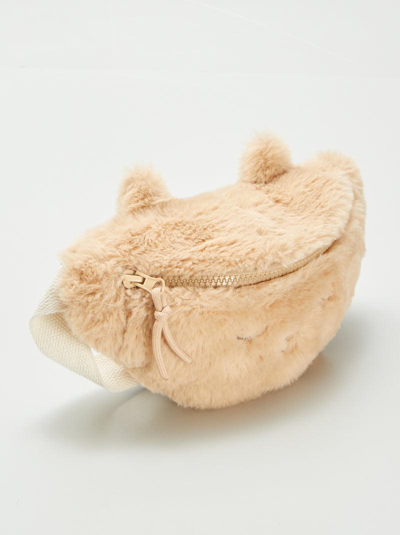 Riñonera de pelo sintético BEIGE - Kiabi