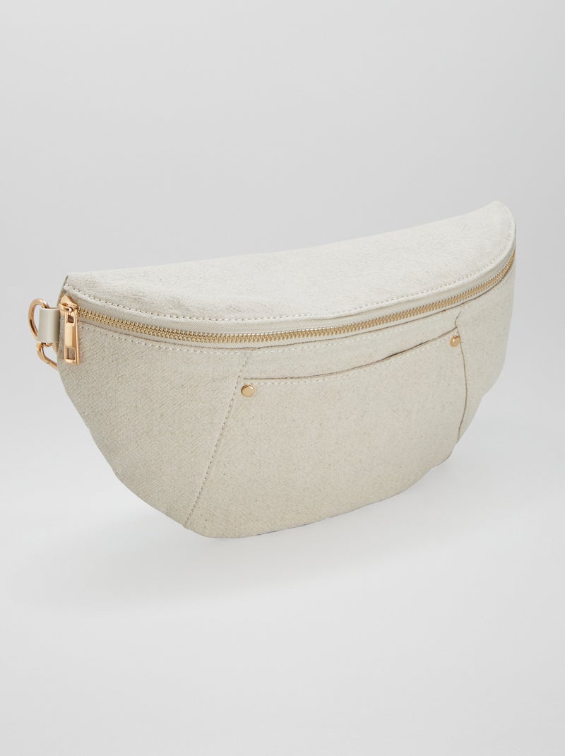 Riñonera efecto lino beige - Kiabi