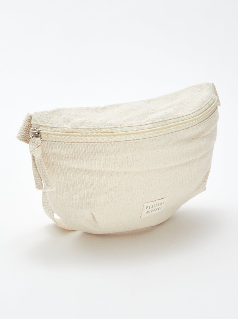Riñonera grande con etiqueta cosida beige - Kiabi