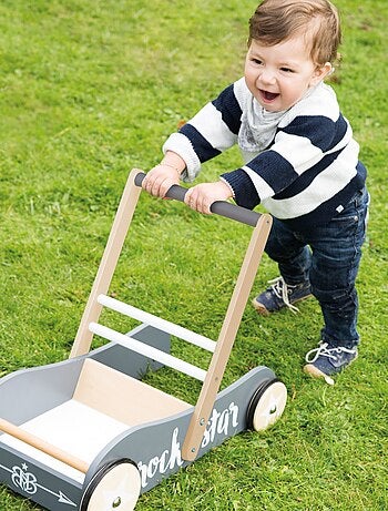 ROBA Andador para bebé "Rock Star Baby 3" en madera - con freno - altura del asa 45 cm