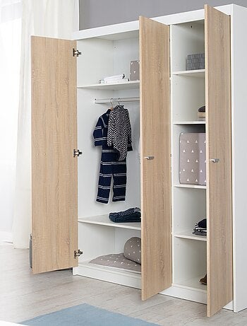 ROBA Armario "Gabriella" 3 puertas – tecnología de cierre progresivo – blanco fresado