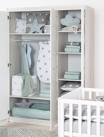 ROBA Armario "Julia" 3 puertas – tecnología de cierre progresivo – blanco / olmo lunar