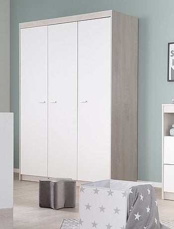 ROBA Armario "Julia" 3 puertas – tecnología de cierre progresivo – blanco / olmo lunar