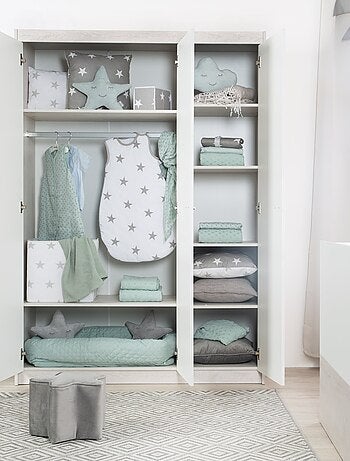 ROBA Armario "Julia" 3 puertas – tecnología de cierre progresivo – blanco / olmo lunar