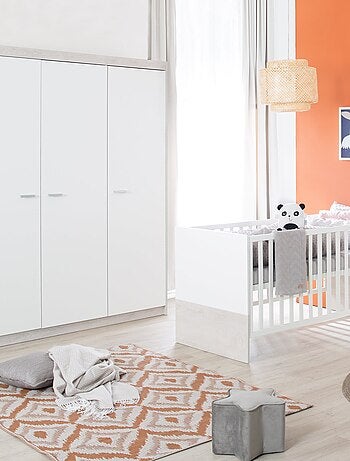 ROBA Armario "Julia" 3 puertas – tecnología de cierre progresivo – blanco / olmo lunar