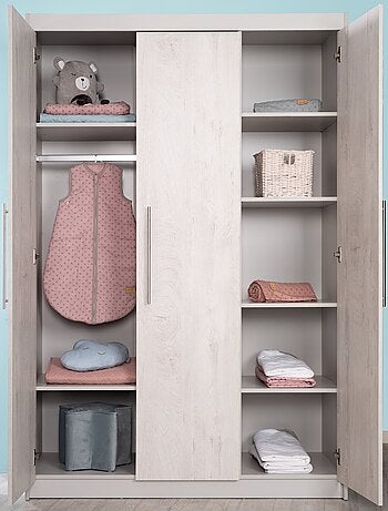ROBA Armario "Maren 2" con 3 puertas batientes – gris claro / blanco