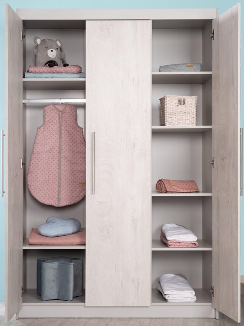 ROBA Armario "Maren 2" con 3 puertas batientes – gris claro / blanco - Kiabi