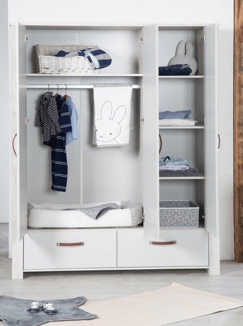 ROBA Armario "Mila" 3 puertas y 2 cajones – gris / blanco - Kiabi