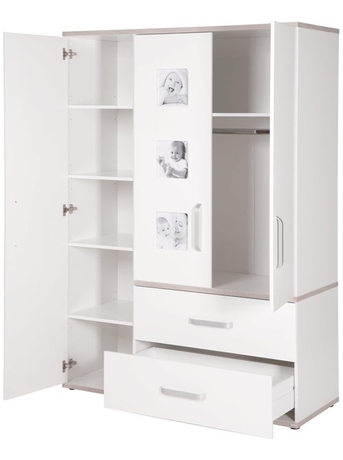 ROBA Armario "Moritz" 3 puertas – con 3 marcos para fotos – blanco / olmo lunar - Kiabi ROBA Armario "Moritz" 3 puertas – con 3 marcos para fotos – blanco / olmo lunar - Kiabi