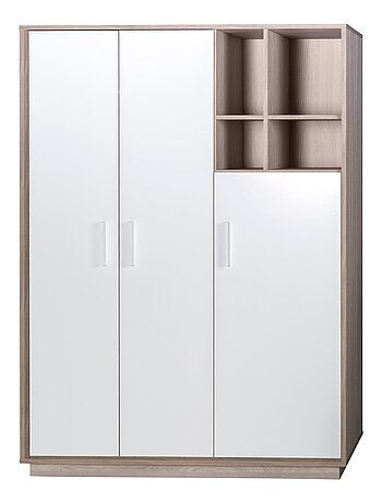 ROBA Armario "Olaf" 3 puertas – con compartimento abierto – blanco / olmo lunar