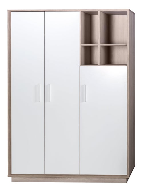 ROBA Armario "Olaf" 3 puertas – con compartimento abierto – blanco / olmo lunar - Kiabi