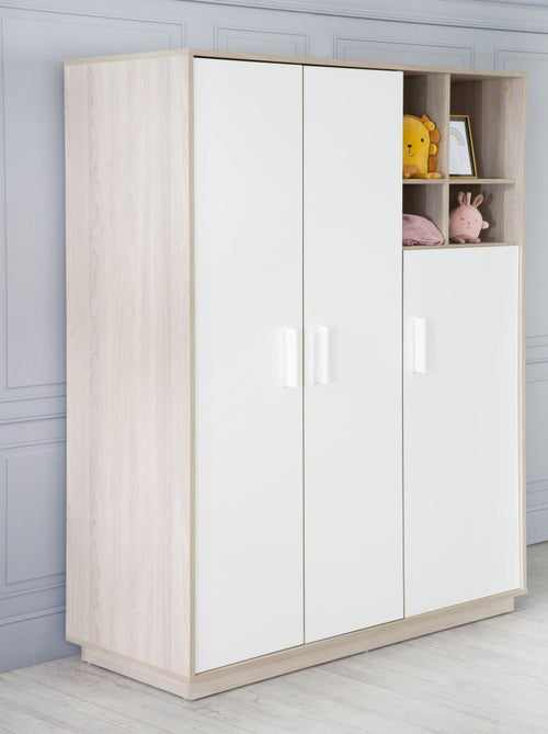 ROBA Armario "Olaf" 3 puertas – con compartimento abierto – blanco / olmo lunar - Kiabi