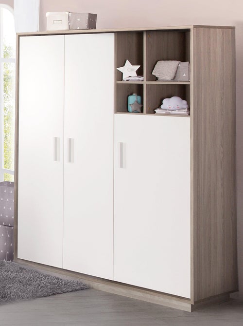 ROBA Armario "Olaf" 3 puertas – con compartimento abierto – blanco / olmo lunar - Kiabi