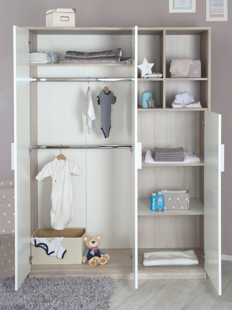 ROBA Armario "Olaf" 3 puertas – con compartimento abierto – blanco / olmo lunar Blanco - Kiabi