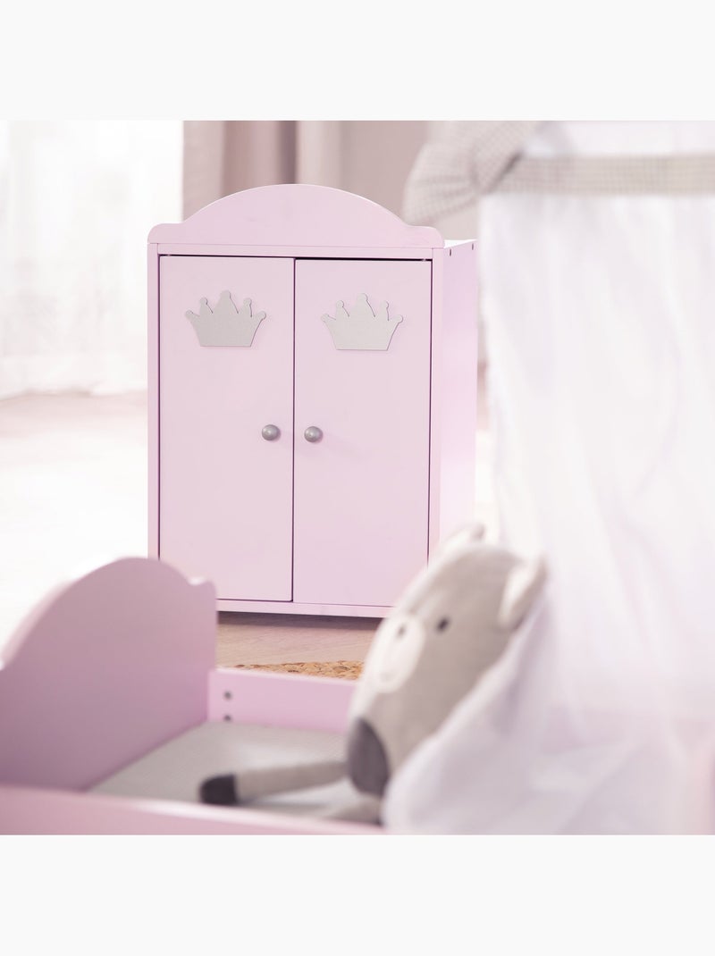ROBA Armario para muñecas "Princesa Sophie" con barra para ropa y estante - desde 18 meses - rosa Azul escarchado - Kiabi