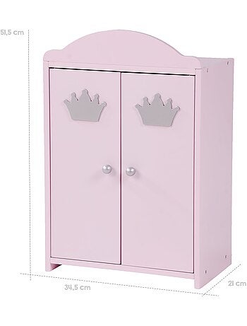 ROBA Armario para muñecas "Princesa Sophie" con barra para ropa y estante - desde 18 meses - rosa