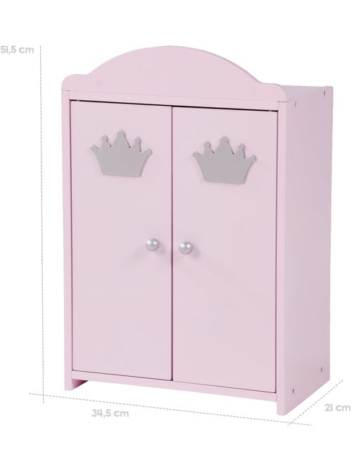 ROBA Armario para muñecas "Princesa Sophie" con barra para ropa y estante - desde 18 meses - rosa - Kiabi