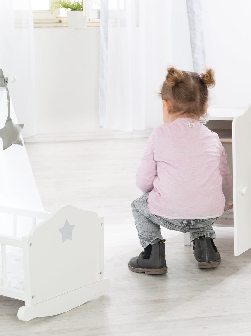 ROBA Armario para muñecas "Stella" - para guardar ropa y accesorios de muñecas – lacado Blanco Gris - Kiabi