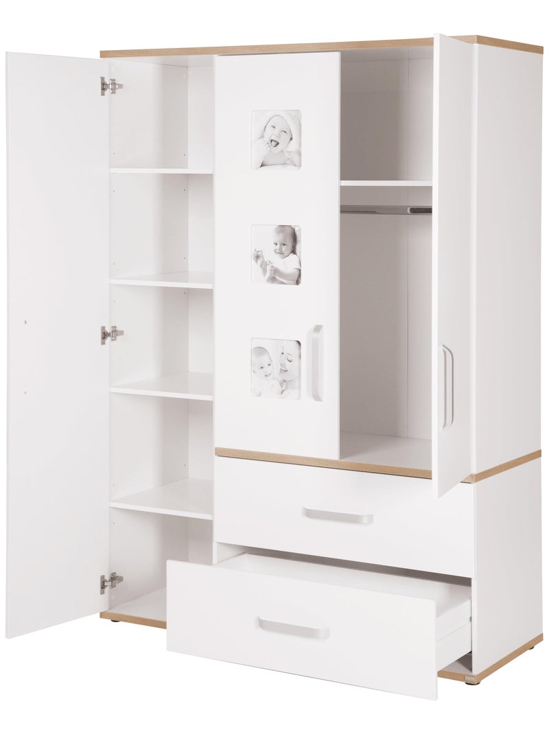 ROBA Armario "Pia" 3 puertas – con 3 marcos para fotos – blanco / roble Blanco - Kiabi