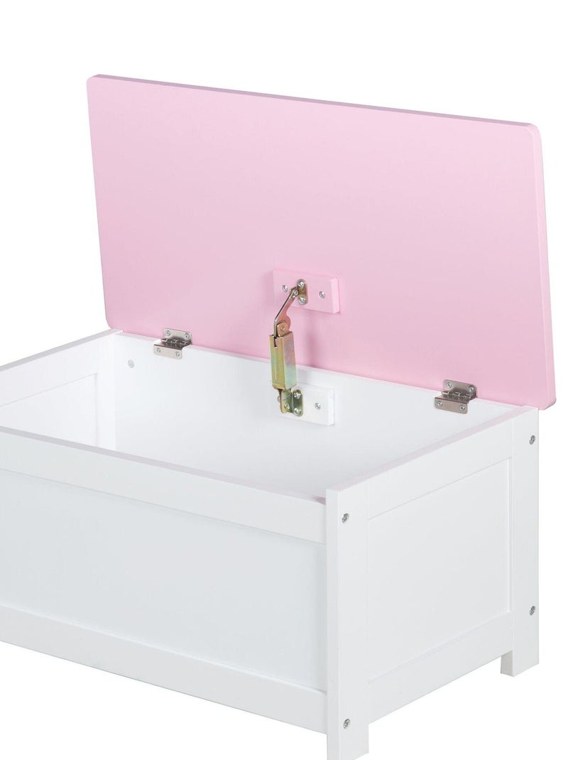 ROBA Banco baúl para juguetes Krone en madera para niños - cierre suave - diseño cuento de hadas Blanco Rosa - Kiabi