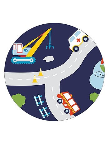 ROBA Banco baúl para juguetes "Rennfahrer" en madera para niños - cierre suave - blanco/azul