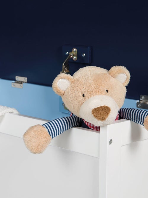 ROBA Banco baúl para juguetes "Rennfahrer" en madera para niños - cierre suave - blanco/azul - Kiabi