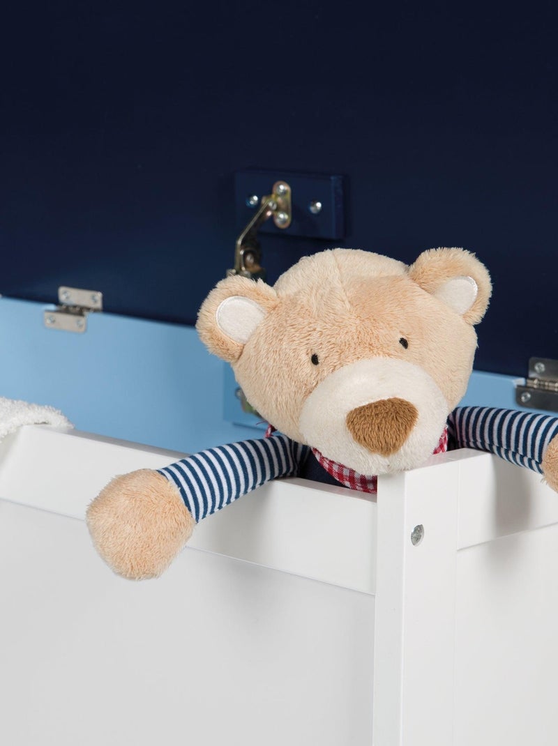 ROBA Banco baúl para juguetes "Rennfahrer" en madera para niños - cierre suave - blanco/azul Azul Blanco - Kiabi