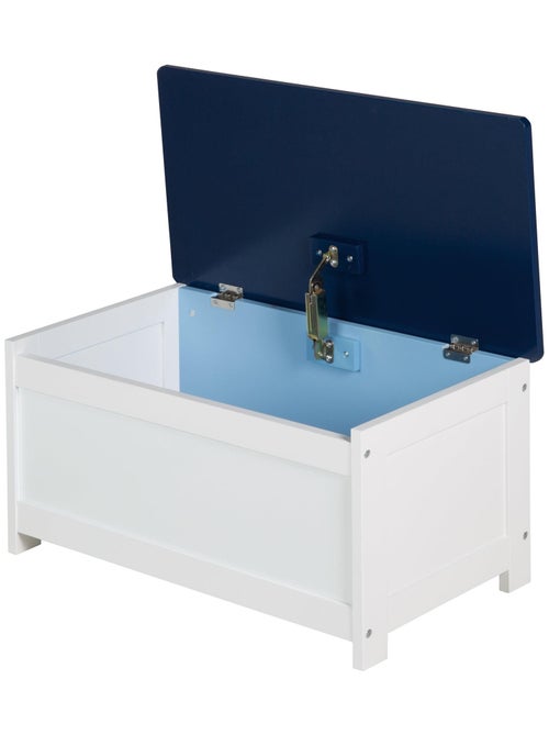 ROBA Banco baúl para juguetes "Rennfahrer" en madera para niños - cierre suave - blanco/azul - Kiabi