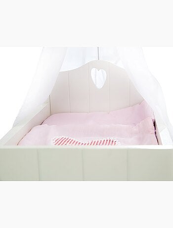 ROBA Cama para muñecas en madera "Fienchen" incluye textil rosa - lacado blanco