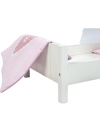 ROBA Cama para muñecas en madera "Fienchen" incluye textil rosa - lacado blanco