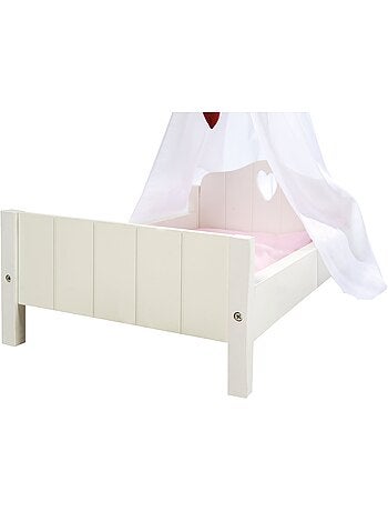 ROBA Cama para muñecas en madera "Fienchen" incluye textil rosa - lacado blanco