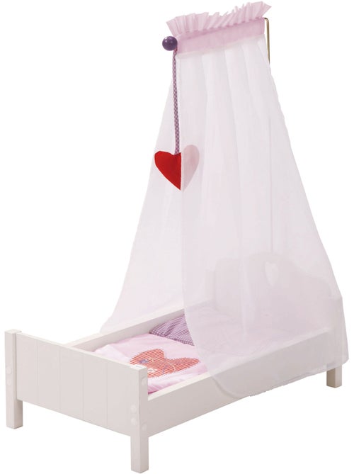 ROBA Cama para muñecas en madera "Fienchen" incluye textil rosa - lacado blanco - Kiabi