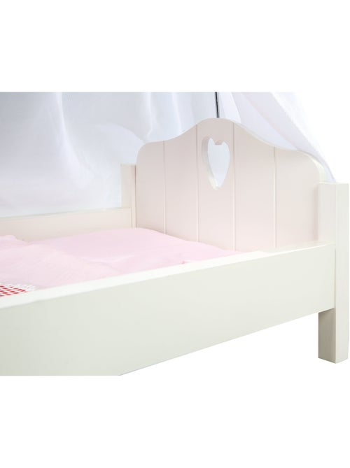 ROBA Cama para muñecas en madera "Fienchen" incluye textil rosa - lacado blanco - Kiabi