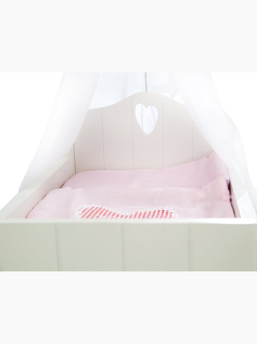 ROBA Cama para muñecas en madera "Fienchen" incluye textil rosa - lacado blanco - Kiabi