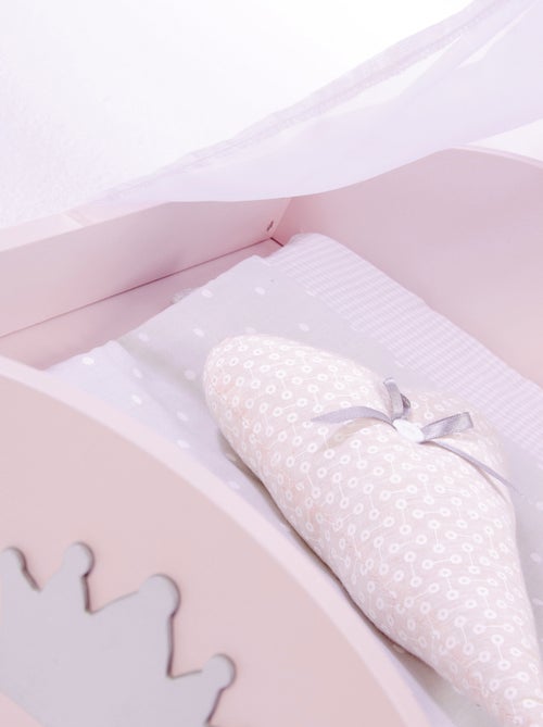 ROBA Cama para muñecas en madera "Princesa Sophie" - incluye textil - rosa/gris - Kiabi