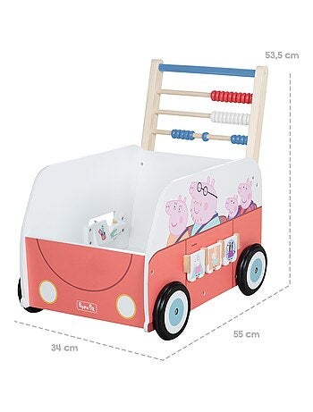 ROBA Carrito infantil en forma de autobús 'Peppa Pig' - ábaco y elementos giratorios - rosa