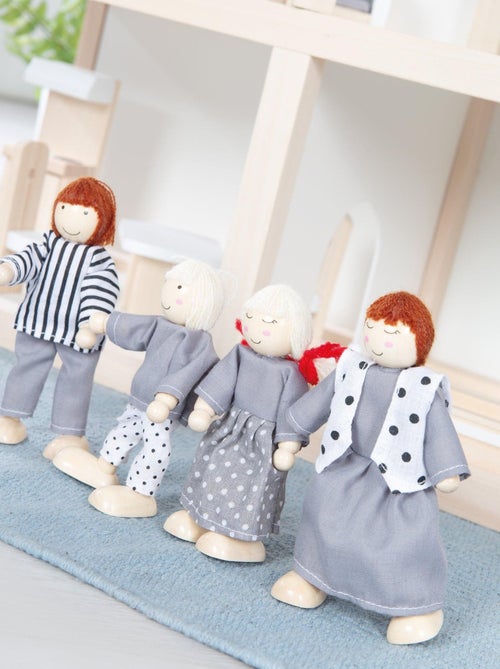 ROBA Casa de muñecas + muebles y muñecas – madera natural - Kiabi