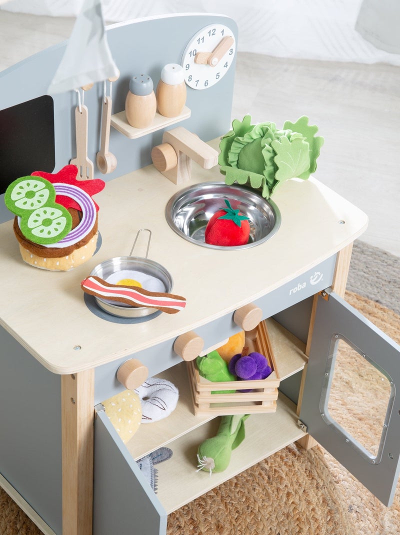 ROBA Cocina infantil en madera + accesorios en metal y madera - a partir de 3 años Gris beige - Kiabi