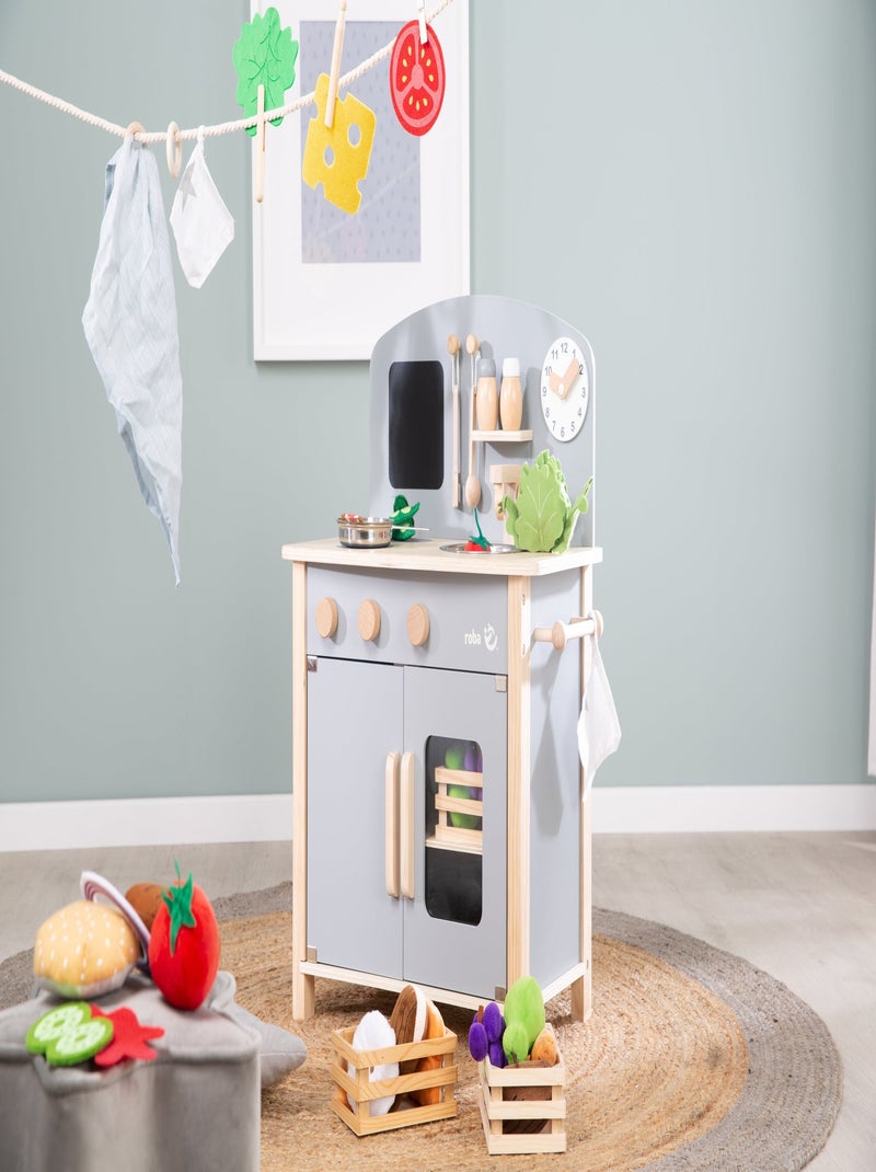 ROBA Cocina infantil en madera + accesorios en metal y madera - a partir de 3 años Gris beige - Kiabi