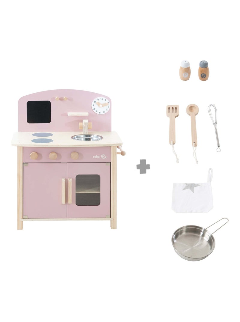 ROBA Cocina infantil en madera + accesorios en metal y madera - a partir de 3 años Rosa pastel - Kiabi