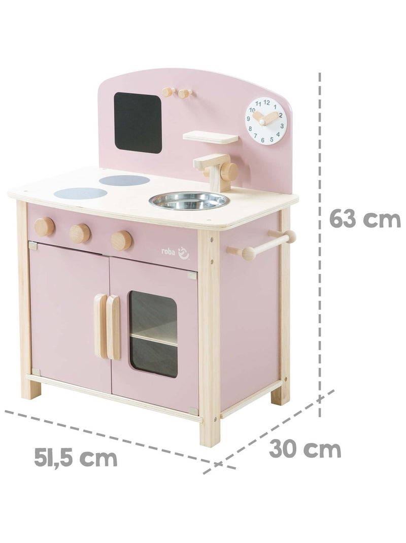 ROBA Cocina infantil en madera + accesorios en metal y madera - a partir de 3 años Rosa pastel - Kiabi