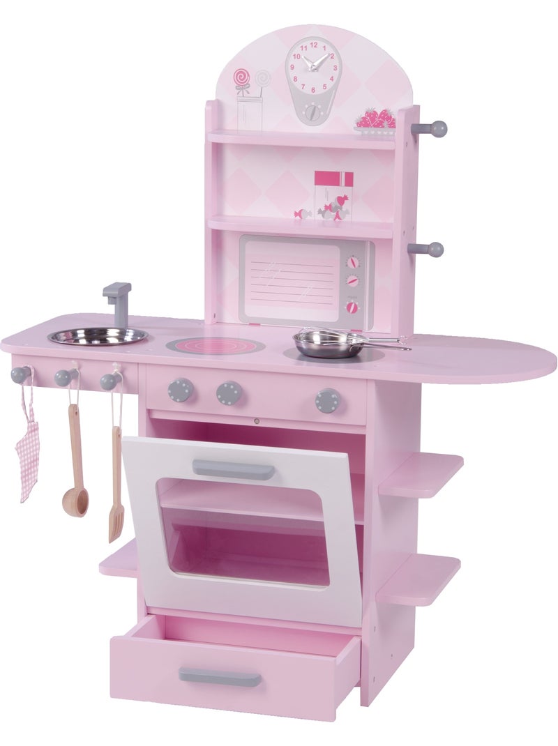 ROBA Cocina infantil en madera + fregadero y accesorios  - desde 3 años - rosa/blanco Rosa claro - Kiabi