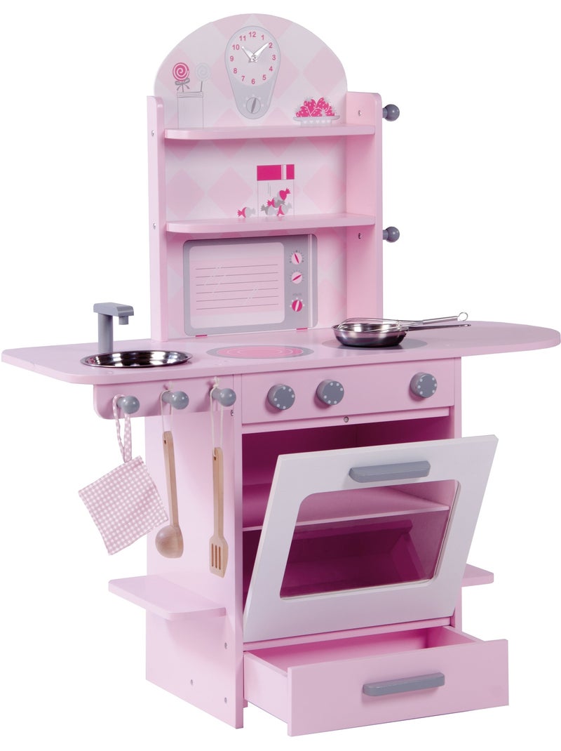 ROBA Cocina infantil en madera + fregadero y accesorios  - desde 3 años - rosa/blanco Rosa claro - Kiabi