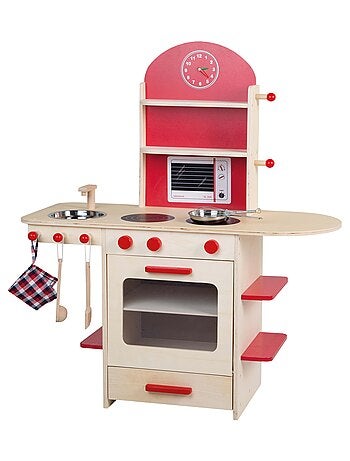 ROBA Cocina infantil en madera + fregadero y accesorios en madera y metal - desde 3 años