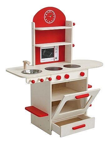 ROBA Cocina infantil en madera + fregadero y accesorios en madera y metal - desde 3 años