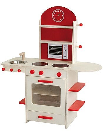 ROBA Cocina infantil en madera + fregadero y accesorios en madera y metal - desde 3 años