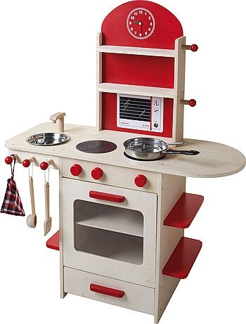 ROBA Cocina infantil en madera + fregadero y accesorios en madera y metal - desde 3 años
