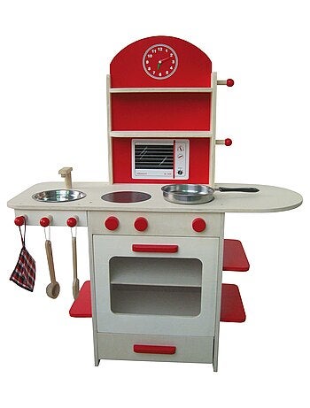 ROBA Cocina infantil en madera + fregadero y accesorios en madera y metal - desde 3 años