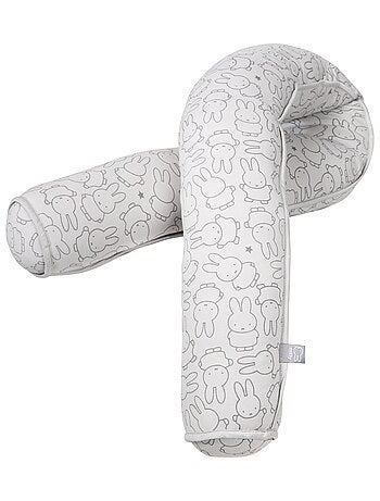 ROBA Cojín serpiente para cuna miffy® - 170 cm - También sirve como cojín de lactancia - Gris claro